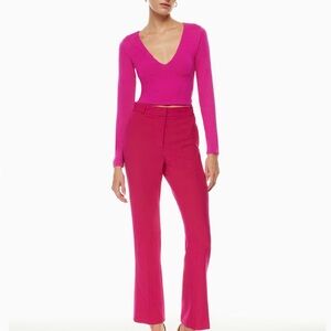 Babaton Magenta Contour V Neck Top